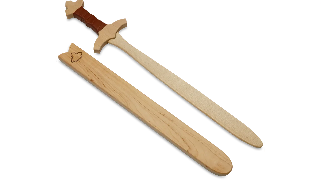 Schwert Set mit Holzhülle 'König Edward' 60cm, braune Wickl. - Bild 1