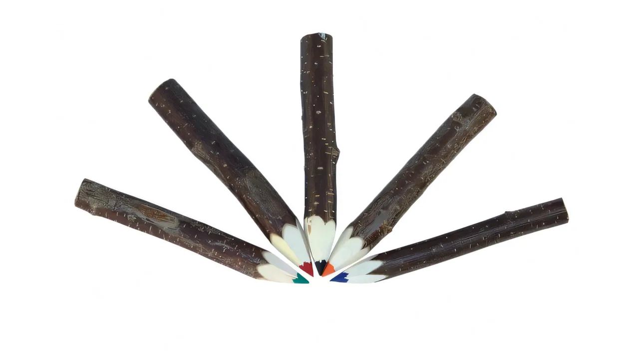 Ast-Malstifte, 5 Farben sortiert; durchgehende Mine!