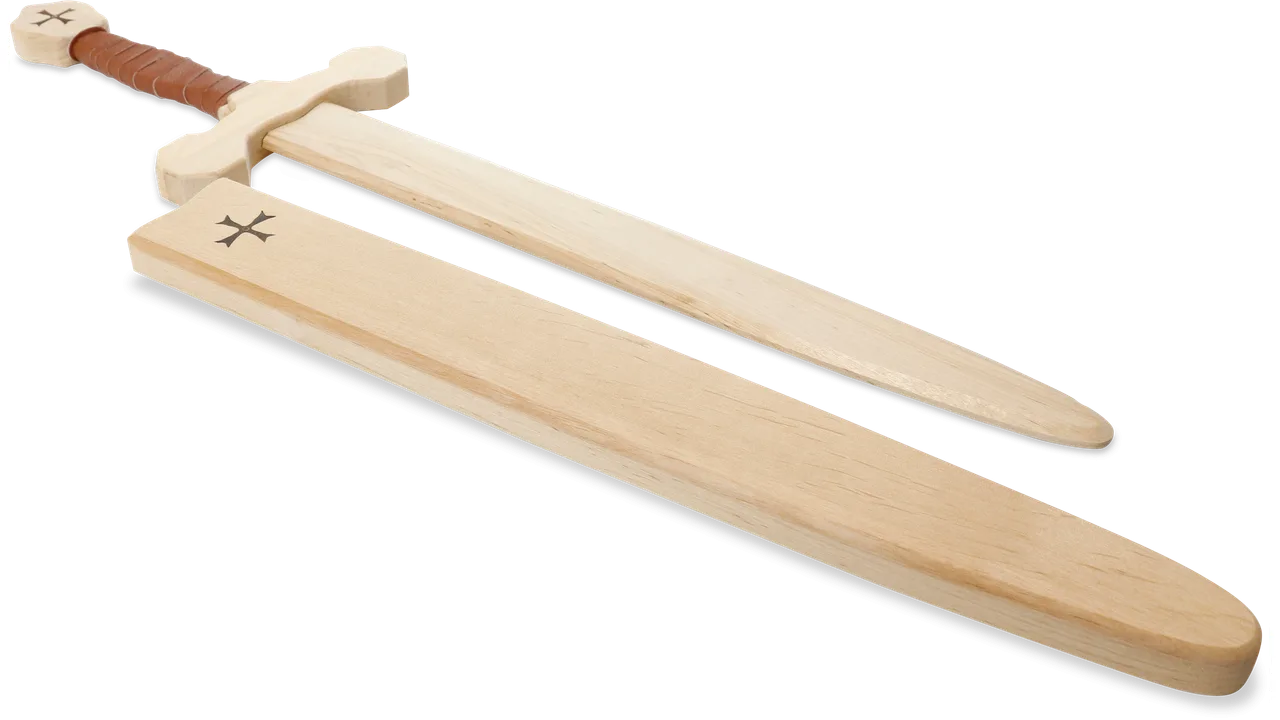 Templer Schwert Set m Holzhülle, Birk/Erle 60cm, braune Wickel. - Bild 1