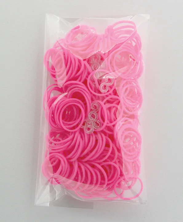 300 Stück + 12 S-Clips Elastiplay-Bänder pink - Bild 1