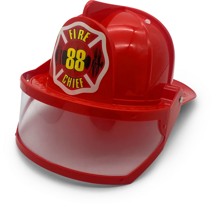 Feuerwehr-Helm mit Visier, ROT + Sticker FIRE CHIEF - Bild 1