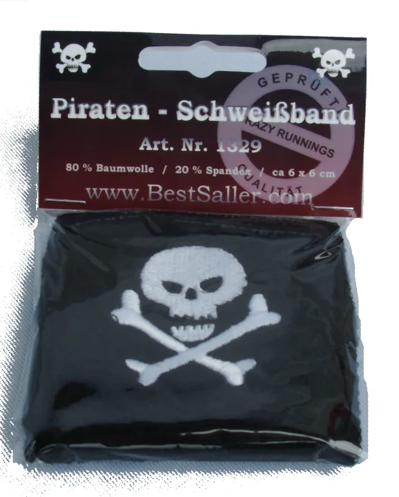 Piraten Kinder-Schweißband, bestickt 6x6cm