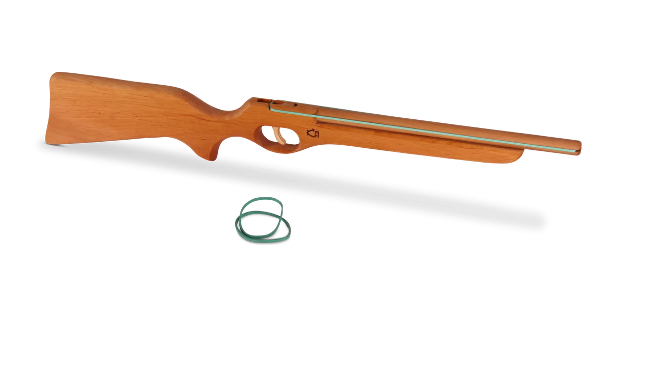 Kinder-Gewehr m Funktion, Erle geölt (schießt Gummis) - Bild 1