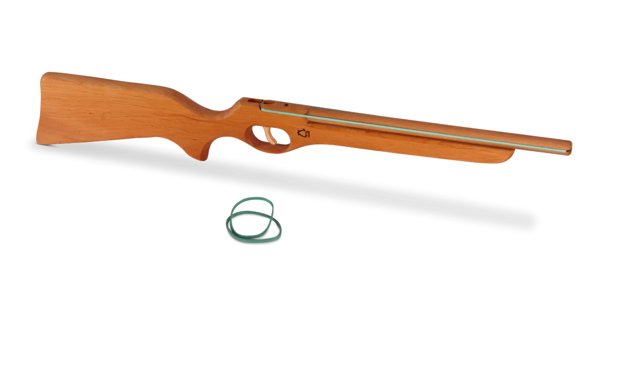 Kinder-Gewehr m Funktion, Erle geölt (schießt Gummis) - Bild 1
