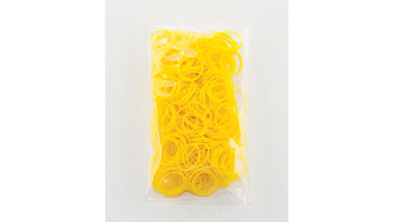 100 Stück + 5 S-Clips Elastiplay-Bänder gelb - Bild 1