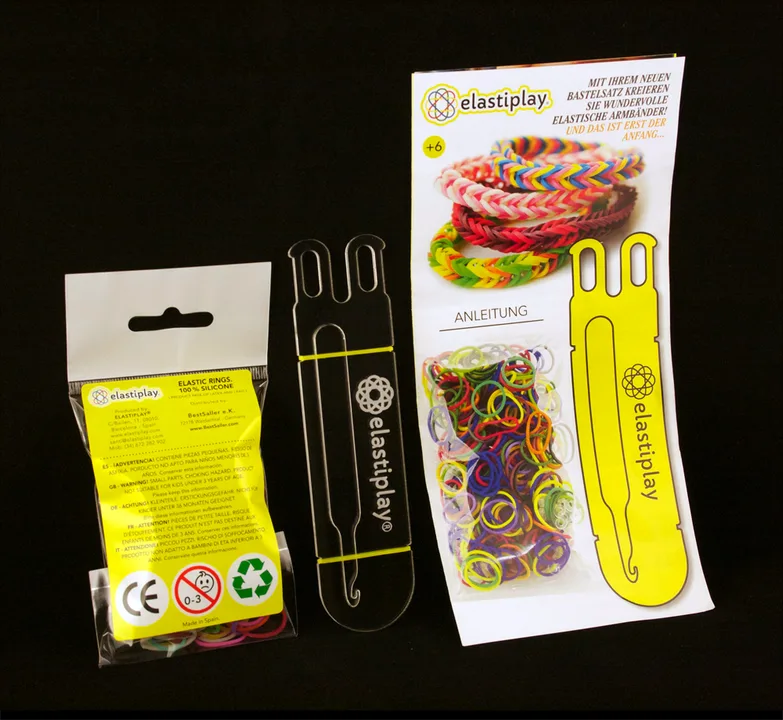 Starter-Kit:1 Loom-Schablone+ 300 Bd.multicolor+ 12 S-Clips - Bild 1