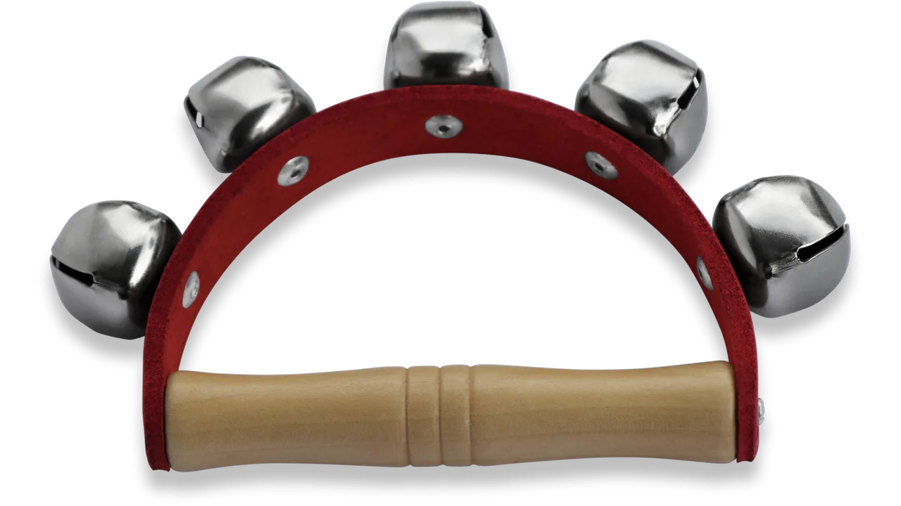 Schellenrassel / Schellenkranz / Lederhandschelle mit 5 Schellen am Lederband - Bild 1