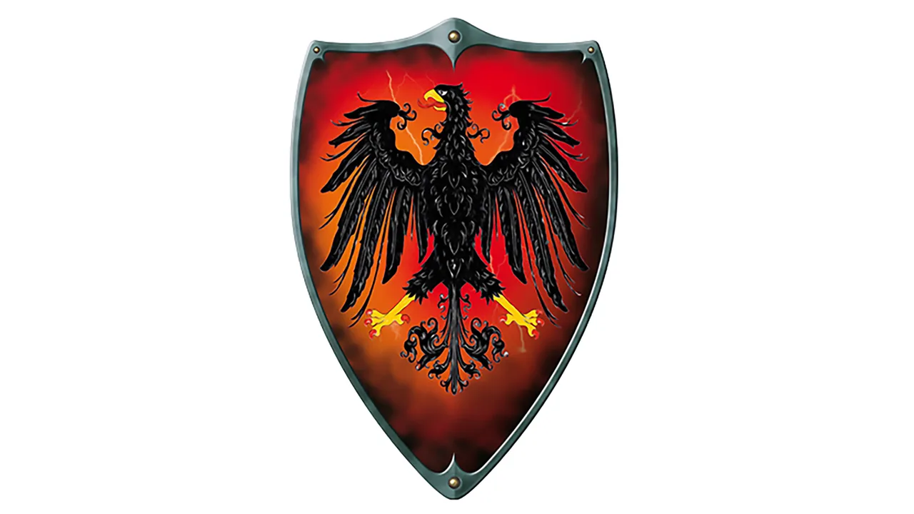 Ritter-Schild ADLER, Holz, 2 Ledergriffe, 49x32cm - Bild 1