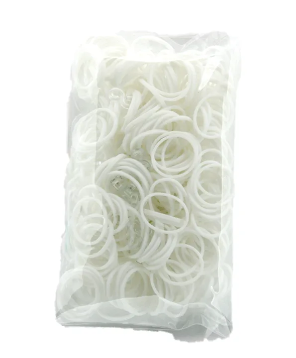 300 Stück + 12 S-Clips Elastiplay-Bänder weiss - Bild 1