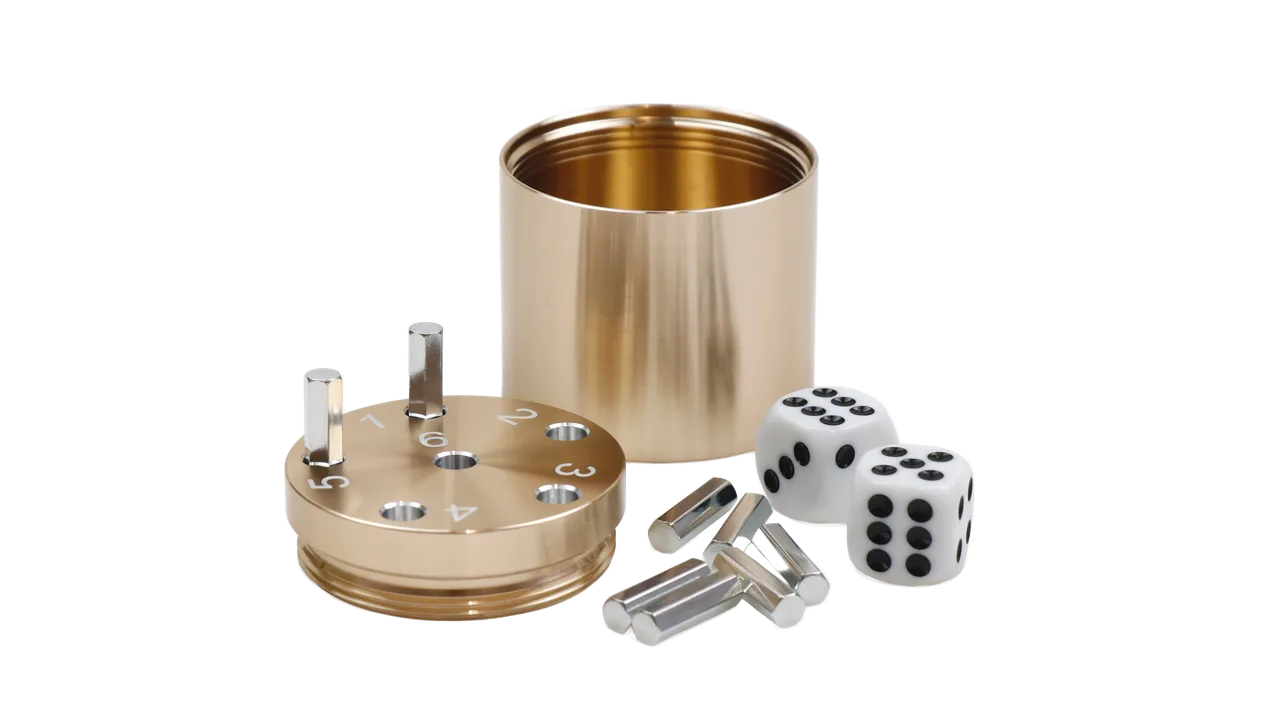 SUPER SIX "Travel" Alu, Gold, Premium, 5+Ø5cm, Reisespiel - Bild 1