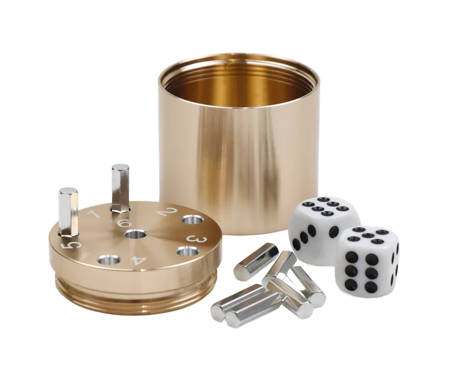SUPER SIX "Travel" Alu, Gold, Premium, 5+Ø5cm, Reisespiel - Bild 1