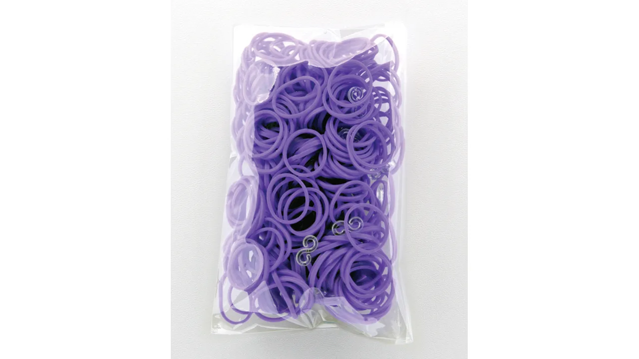 100 Stück + 5 S-Clips Elastiplay-Bänder violett - Bild 1