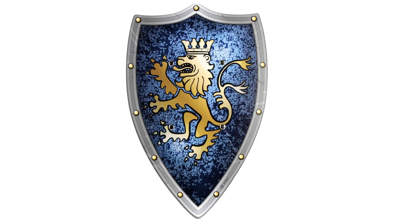 Ritter-Schild Edler Ritter, Holz bunt, 2 Ledergr.,49x32cm - Bild 1