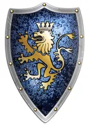 Ritter-Schild Edler Ritter, Holz bunt, 2 Ledergr.,49x32cm - Bild 1