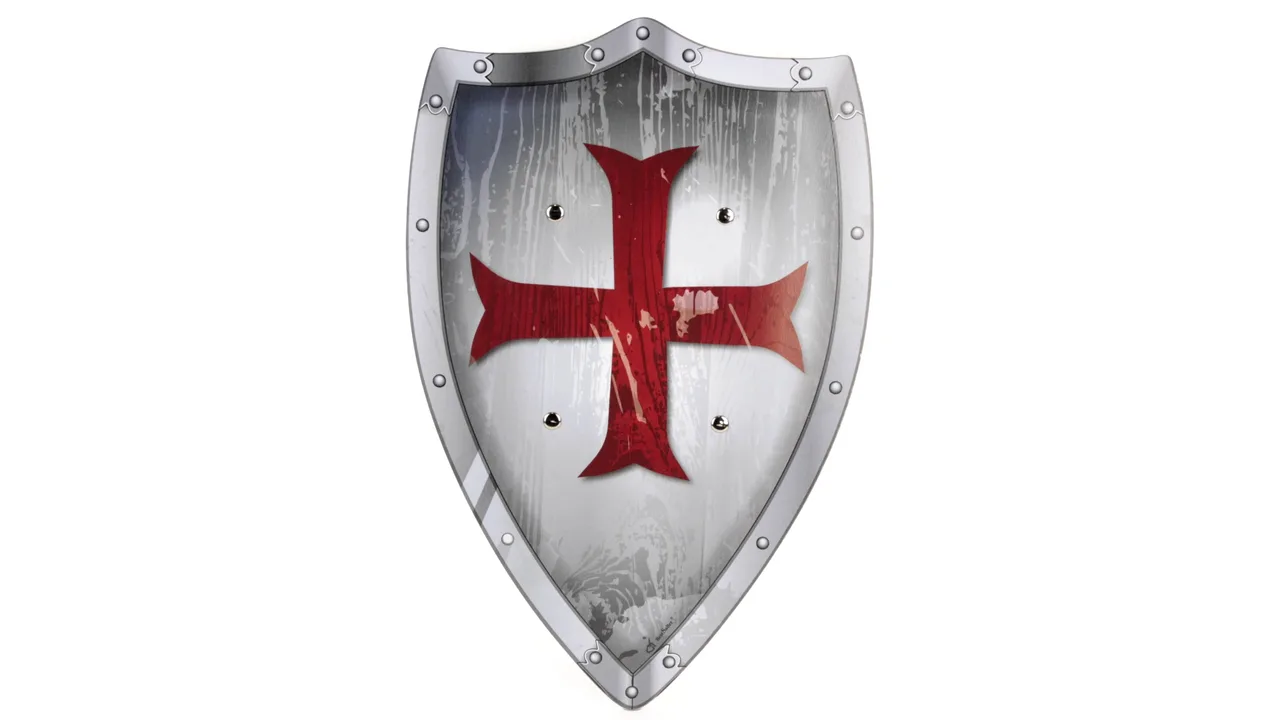 Ritter-Schild Templer, Holz bunt 2 Ledergr., 49x32cm - Bild 1