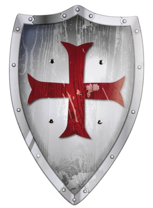 Ritter-Schild Templer, Holz bunt 2 Ledergr., 49x32cm - Bild 1