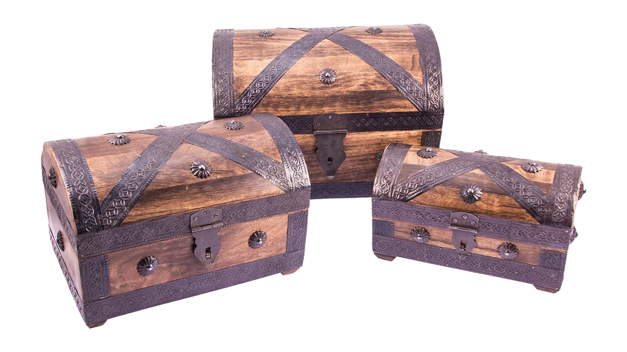 Piraten-Schatztruhe SET, (3 Truhen) ca.26x18x17cm - Bild 1