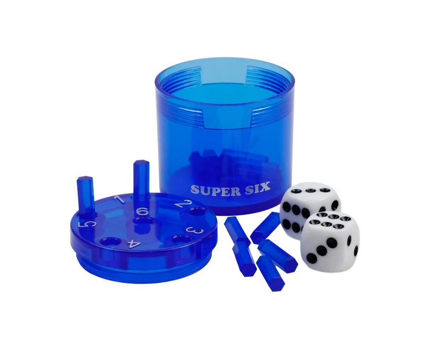 SUPER SIX "Travel" aus ABS - Blau, 5cm + Ø 5cm, Reisespiel - Bild 1