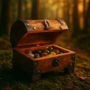 Schatztruhe mit 150g Halbedelsteinen,11x7x9cm - Bild 2