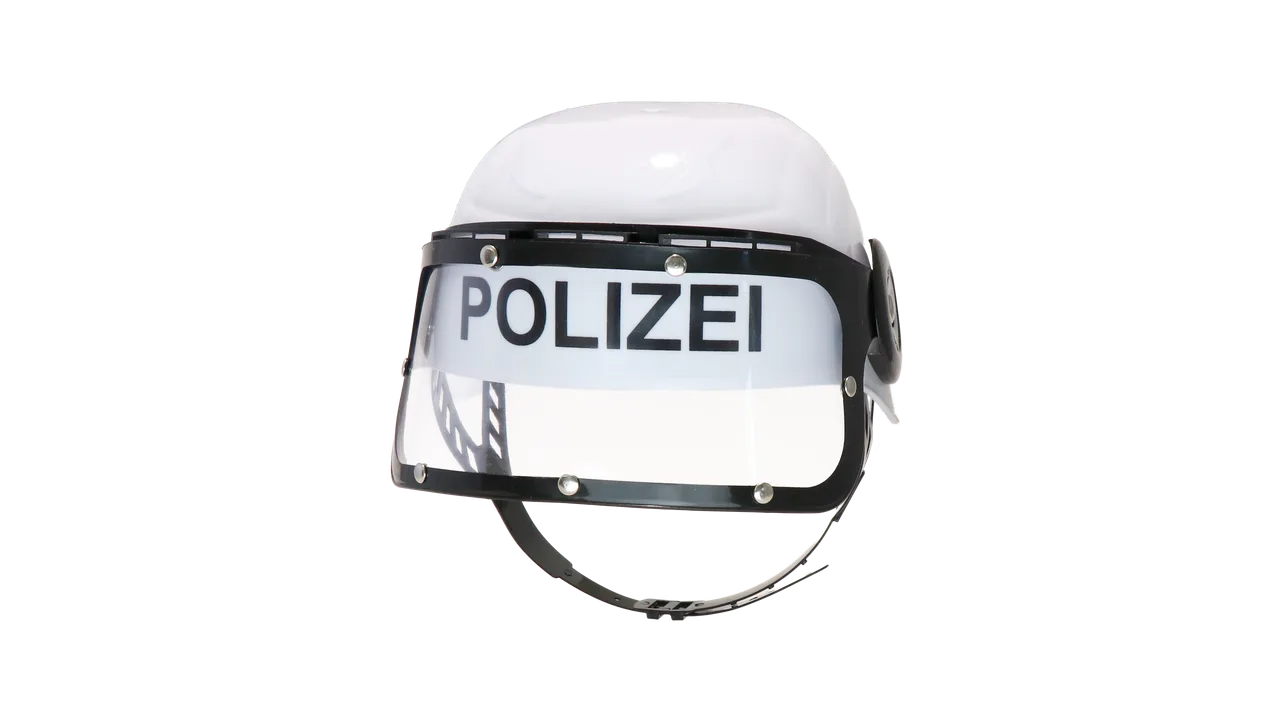 Kinder-Polizeihelm mit klappbarem Visier, Kunststoff, weiß/schwarz - Bild 1