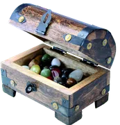 Schatztruhe mit 150g Halbedelsteinen,11x7x9cm - Bild 1