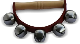 Schellenrassel / Schellenkranz / Lederhandschelle mit 5 Schellen am Lederband - Bild 2