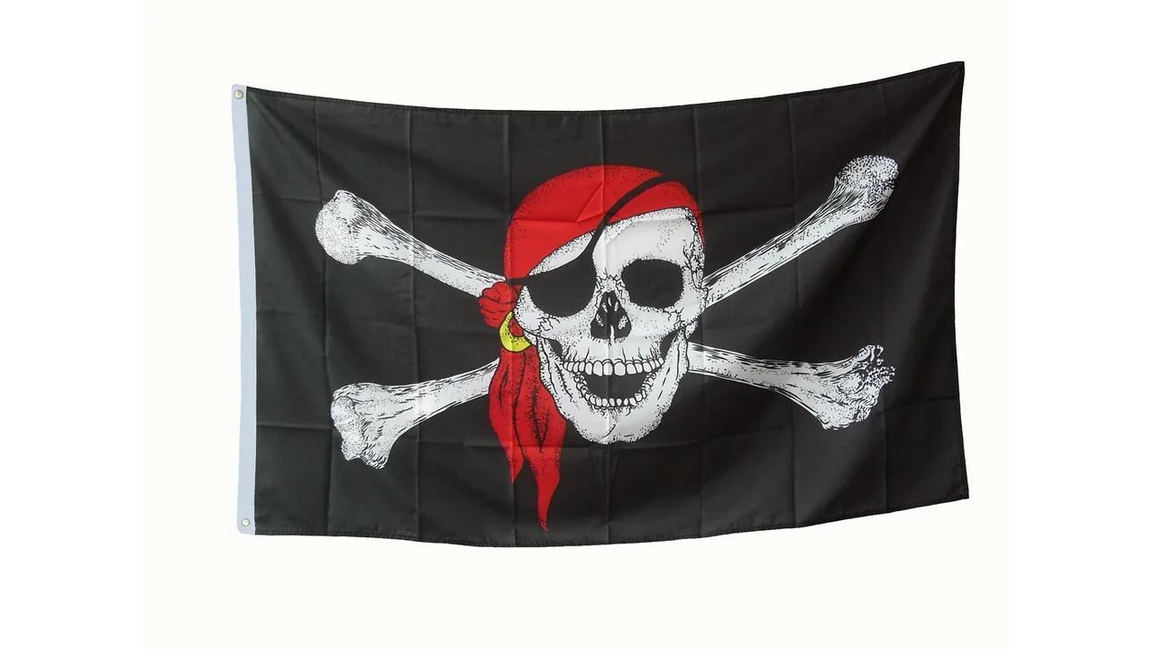 Piraten-Hiss-Fahne Totenkopf bunt, 90 x 150cm