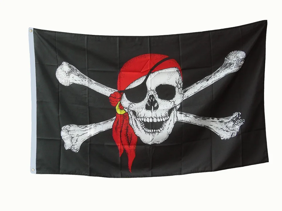 Piraten-Hiss-Fahne Totenkopf bunt, 90 x 150cm
