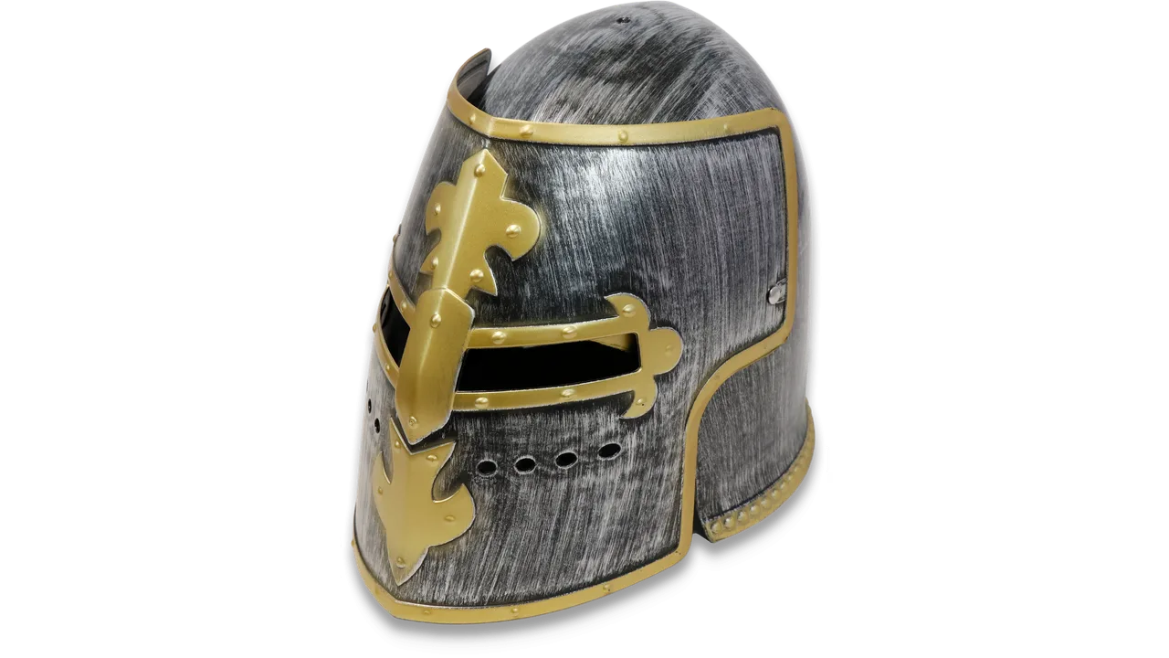 Beckenhaube mit Klappvisier, Kunststoff, Titan/Gold - Bild 1