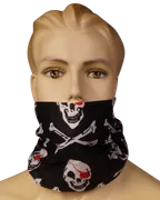 Piraten-Hals- & Kopftuch mit Totenköpfen, schwarz/weiß/rot - Bild 3
