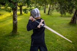 Zweihand-Schwert 'Bärenschlag' 107cm, Griff grün umwickelt - Bild 6